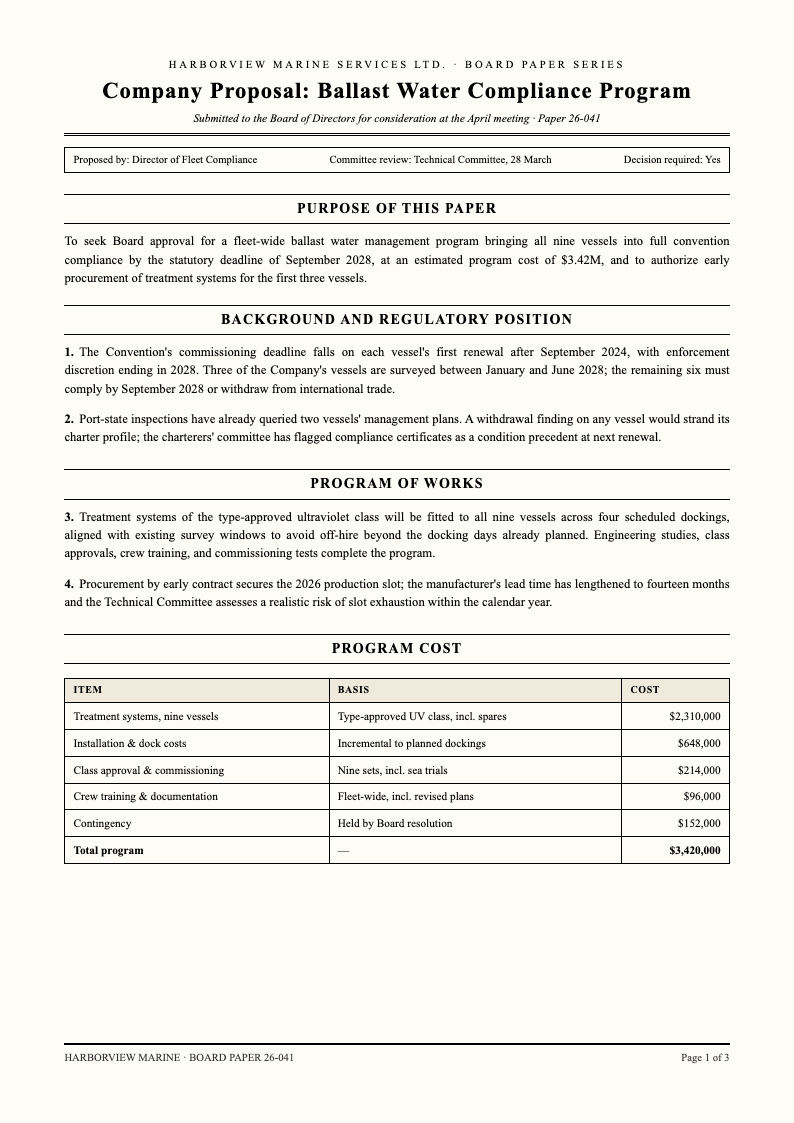 Government gazette company proposal